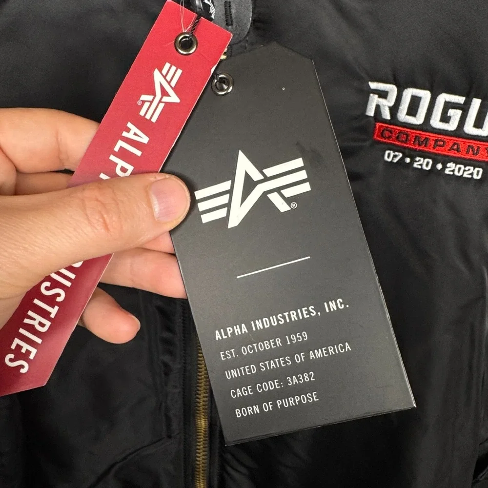 Rogue Coat Mens XXL Black‎ Alpha MA-1 Flight Jacket Bomber Military Tactical